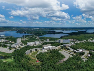 an aerial view of Laurentian campus